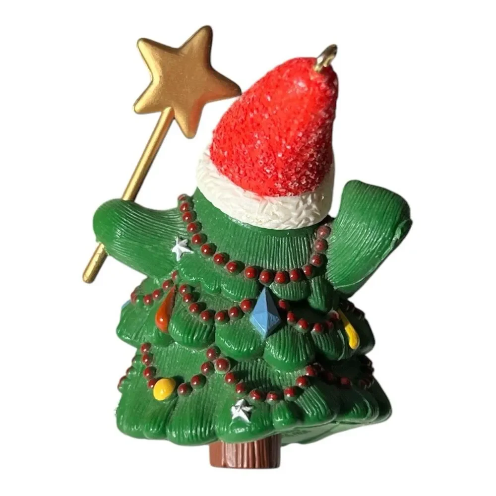 Vintage Hallmark Merry Miniatures Smiling Christmas Tree Santa Hat 1982 Garland